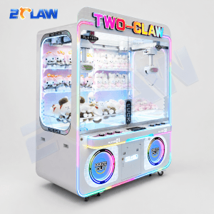 微信图片_20260908101913_2029_31 2 Player Two Claw Catcher Machine, Coin Operated Arcade Crane Game with LED Neon Light Frame, Dual Claw Grabber Plush Prize Machine for Amusement Park & Arcade Center